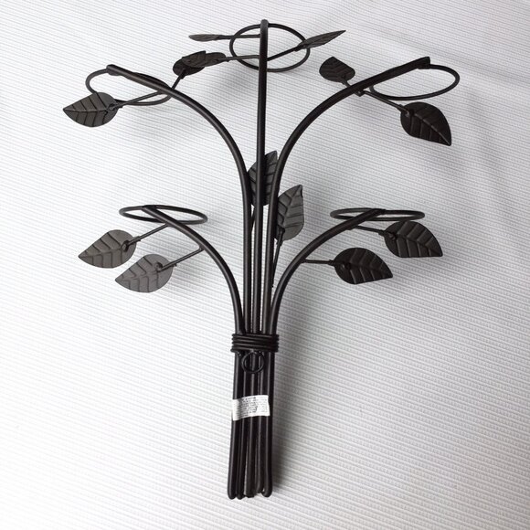 Sconce Candle Holder Wall Hanging Plant Vines Leaves Art Bronze Tone Metal Decor - Picture 2 of 11